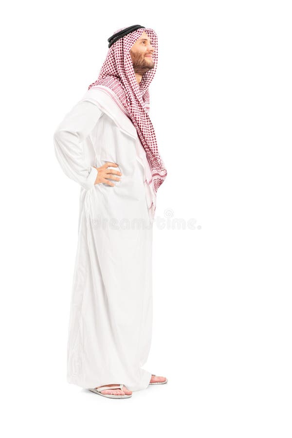 Ganzaufnahme einer männlichen arabischen Personenstellung lizenzfreie stockfotografie