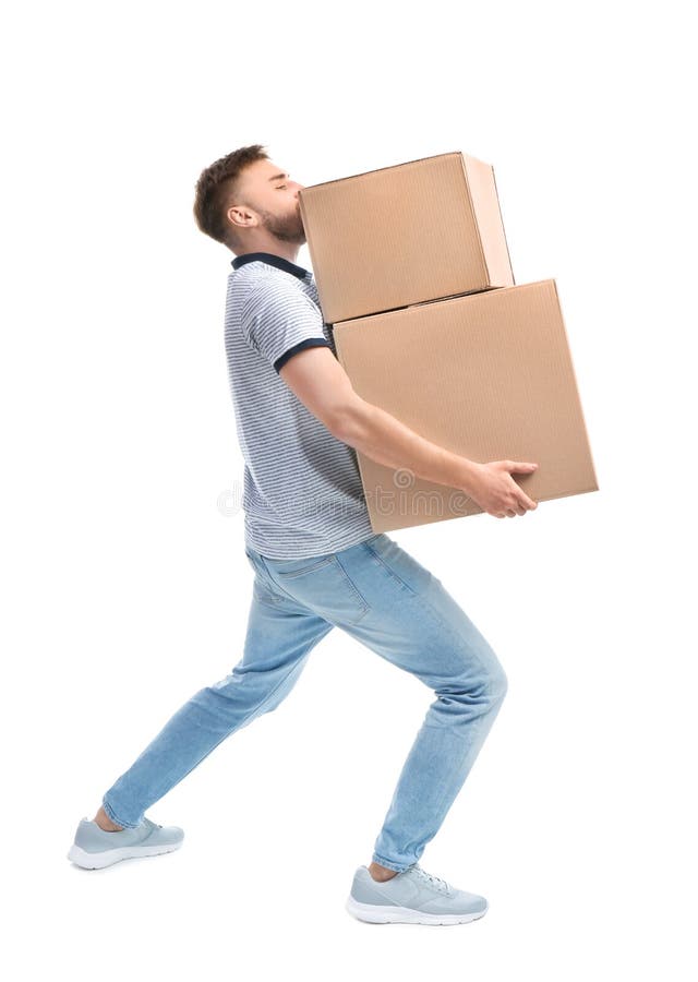 Ganzaufnahme von tragenden Kartonkästen des jungen Mannes lizenzfreie stockfotos Ganzaufnahme von tragenden Kartonkästen des jungen Mannes lizenzfreie stockfotos