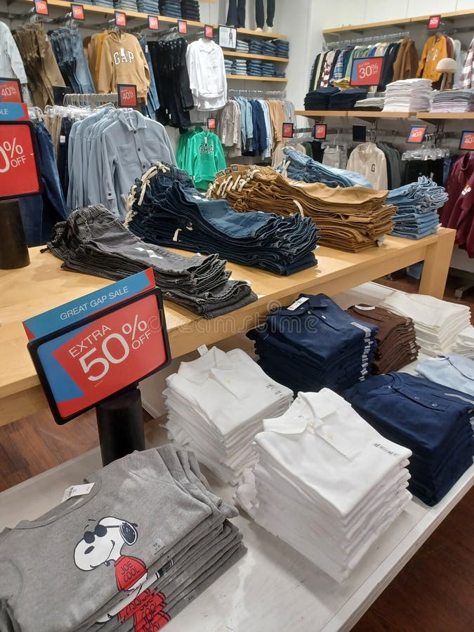 GAP store indoor view editorial photography. Image of apparel