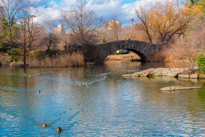 New York City Central Park. The Pond And Gapstow Bridge. Editorial ...