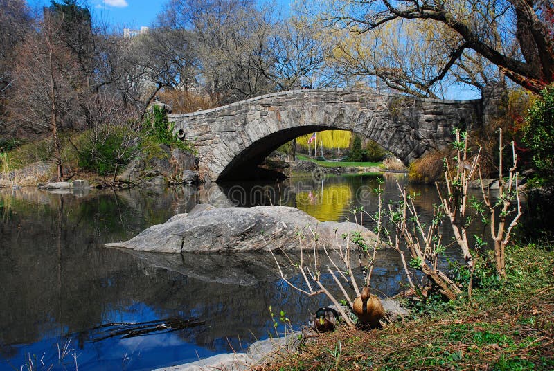 Quiet Moment at Gapstow Bridge, Central Park Stock Image - Image of ...