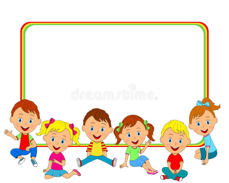 Cadre D'enfants Enfants, Garçons Et Filles Souriant Et Ondulant  Illustration de Vecteur - Illustration du dessin, séance: 53739084
