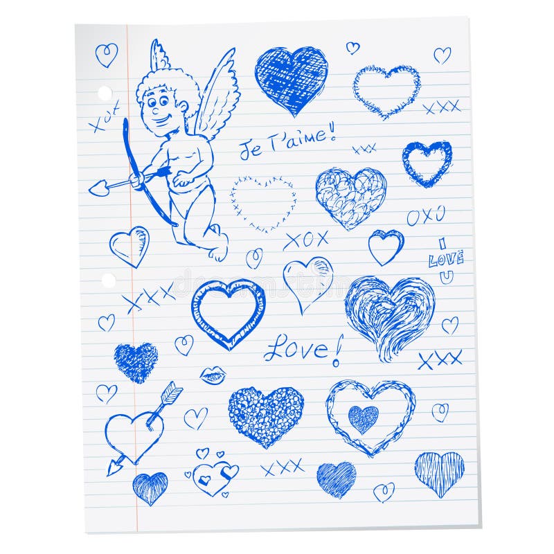 Garabatos del día de tarjeta del día de San Valentín dibujada mano ilustración del vector Garabatos del día de tarjeta del día de San Valentín dibujada mano ilustración del vector