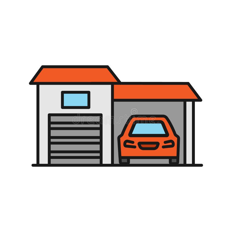 Download Garage Color Line Icon. Building Where A Car Is Kept ...