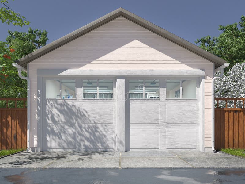 Garage entrance with sectional doors
