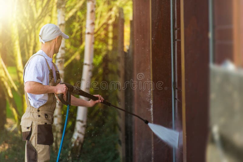Garage Gate Water Cleaning royalty free stock image Garage Gate Water Cleaning royalty free stock image
