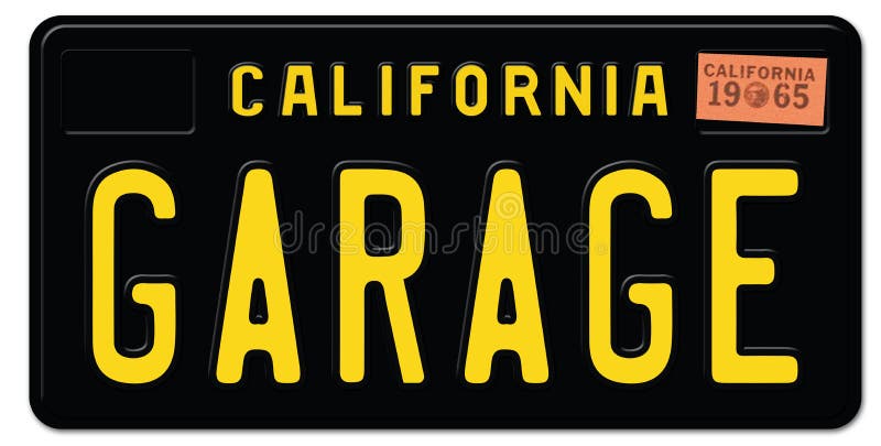 California License Plate Black Retro Garage stock illustration California License Plate Black Retro Garage stock illustration