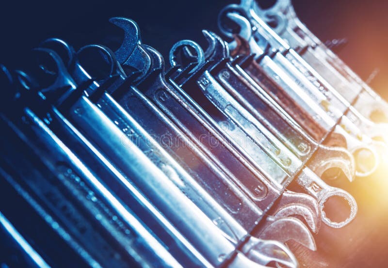 Garage Metal Wrenches Set stock photo