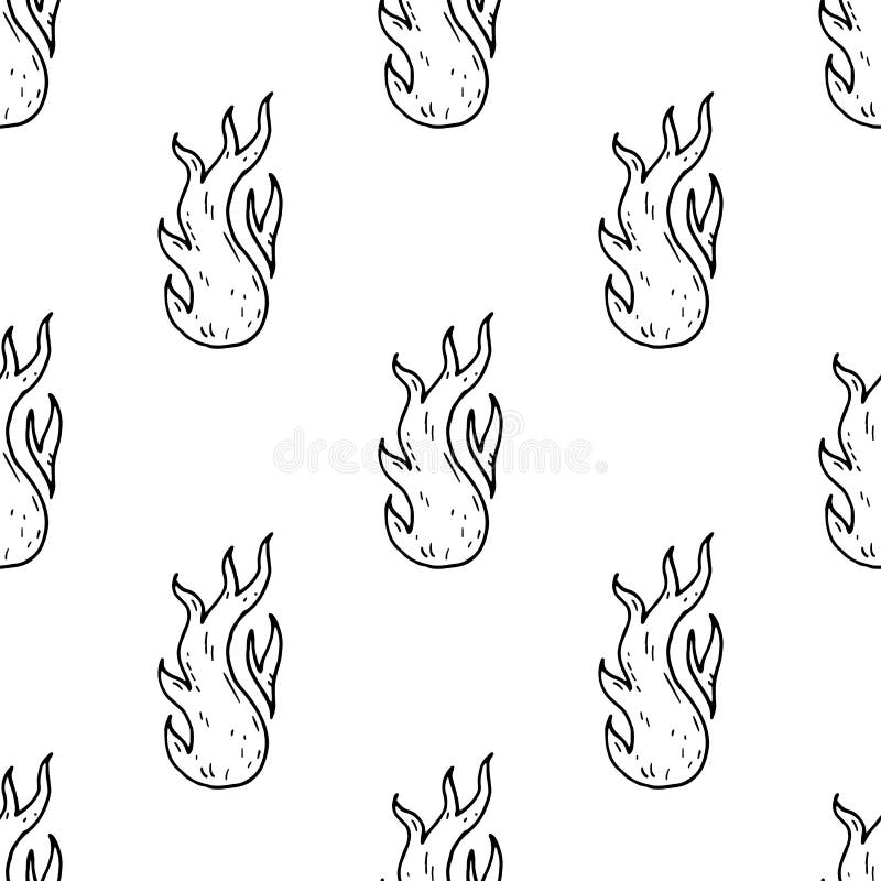 Ícones de fogo desenhados à mão ícones de chamas de fogo vector mão  desenhada doodle esboço fogo preto e branco desenho simples símbolo de fogo