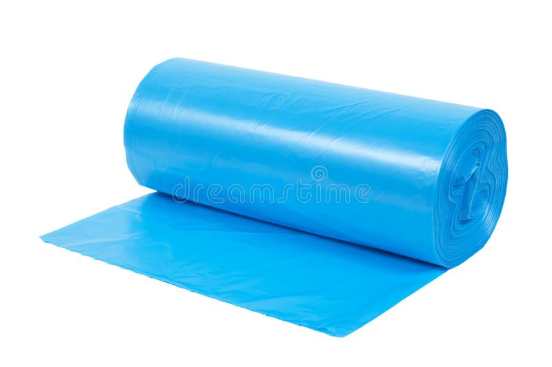 Roll Of Blue Plastic Garbage Bags Isolated On White Background Stock Photo,  Picture and Royalty Free Image. Image 121584655.