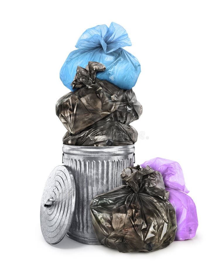 Group Of Red Garbage Bags Stock Photo - Download Image Now - Bag