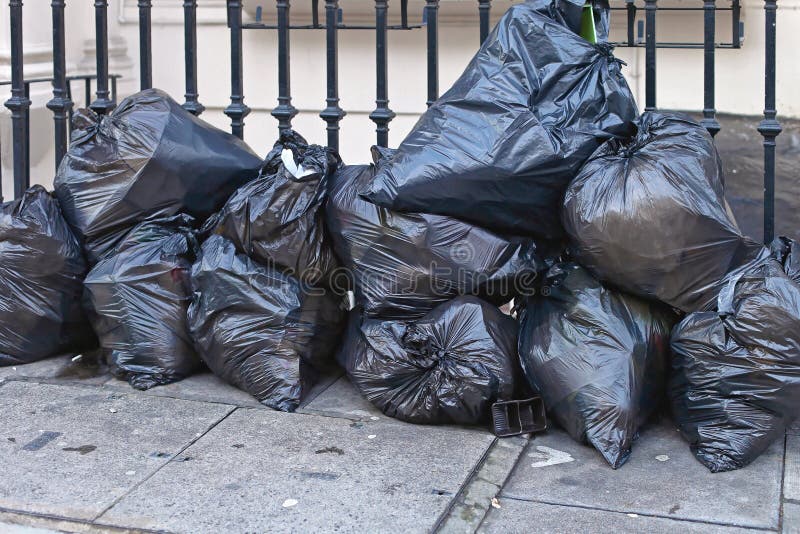 Large black garbage bags stock photo. Image of garbage - 173495670