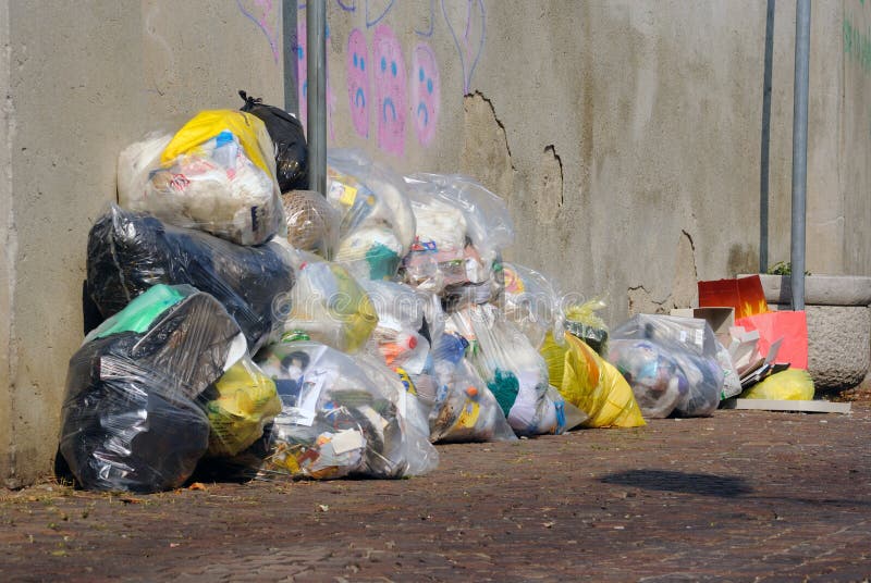 Garbage bags stock photo