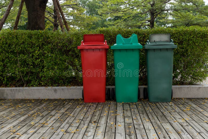 Garbage Bin in Public Park. Colorful Trash Bin Stock Image Image of