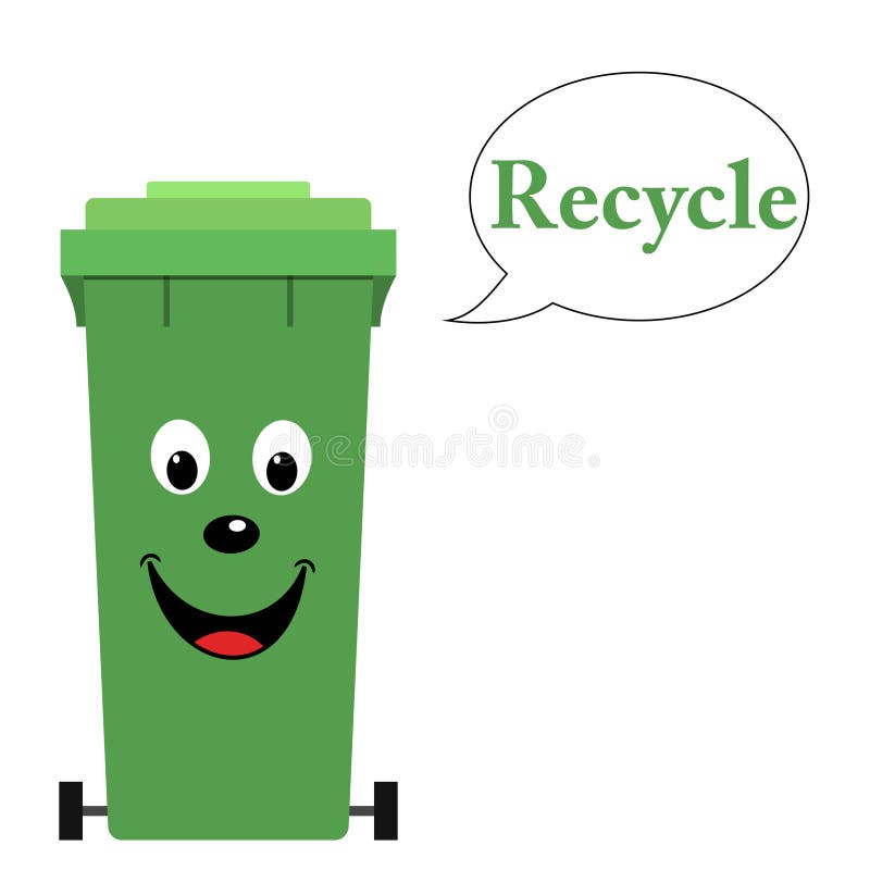 Garbage Bin with Recycle Text Stock Vector Illustration of plastic