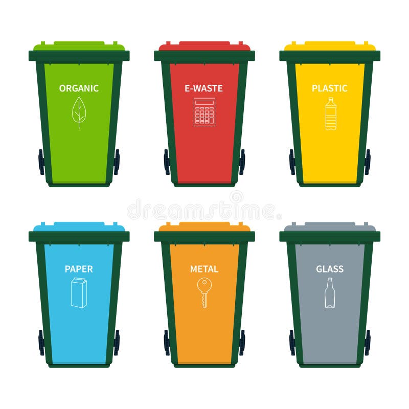Garbage bin set for recycling waste. stock illustration Garbage bin set for recycling waste. stock illustration