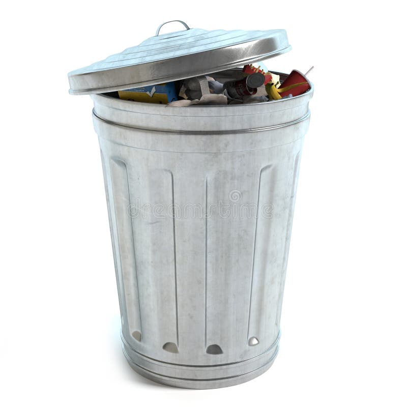 Garbage Can Full ot Trash stock illustration. Image of ...