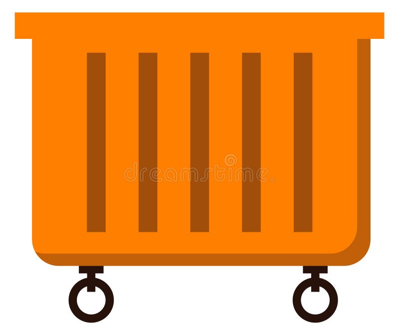 Garbage can. Wheeled street waste orange container vector illustration