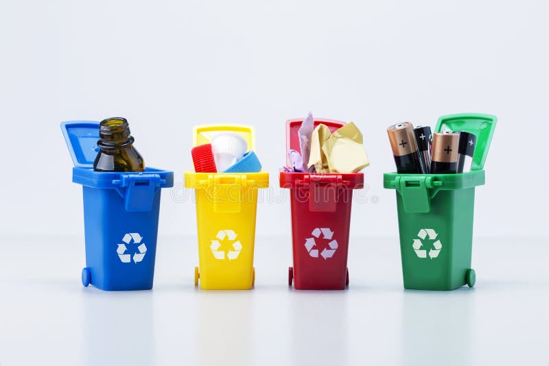Garbage Containers with Different Types of Trash. Stock Photo Image of containers, ecology