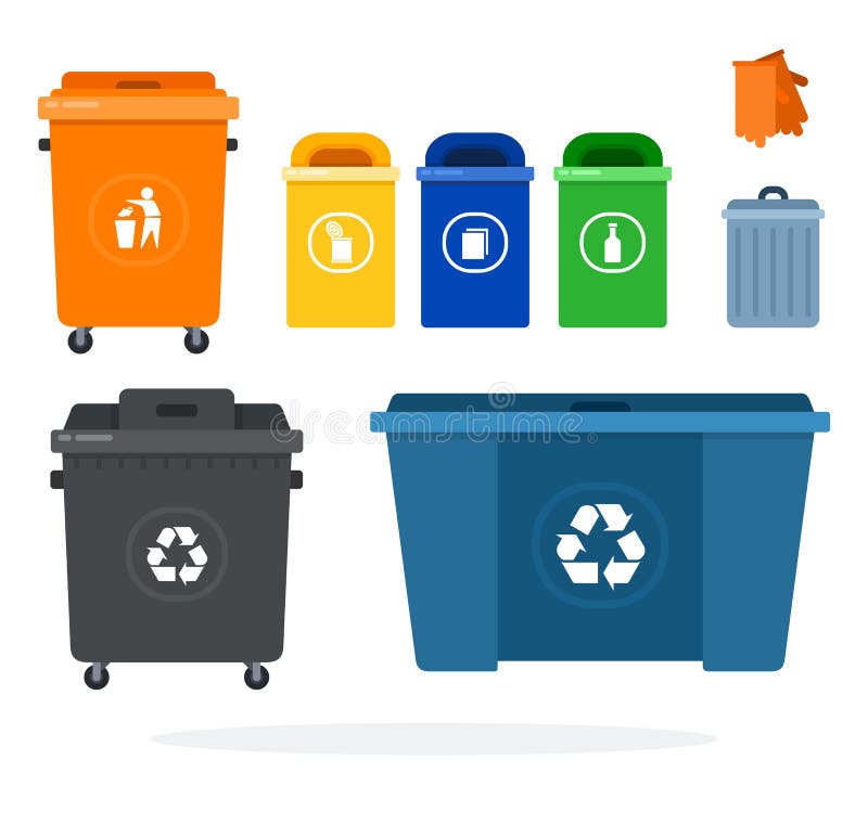 Premium Vector  Rubbish bins in five different colors