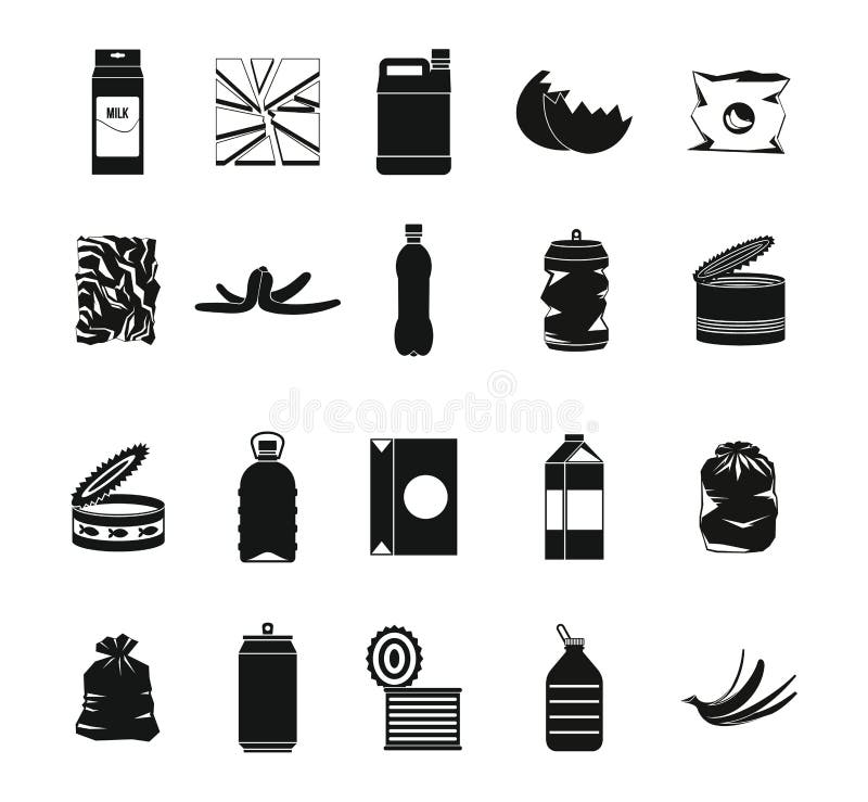 Garbage icon set, simple style. Garbage icon set. Simple set of garbage vector icons for web design isolated on white background