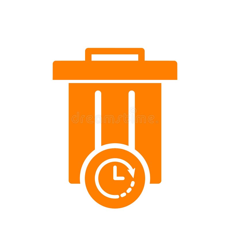 Garbage icon, Tools and utensils icon with clock sign. Garbage icon and countdown, deadline, schedule, planning symbol vector illustration