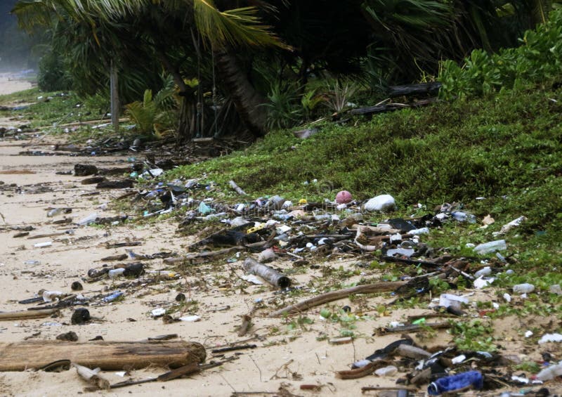 Garbage on Karon Beach, Phuket Thailand Stock Image Image of dump