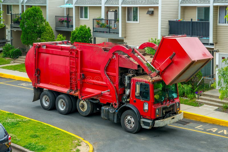 Garbage pickup truck stock image. Image of service, street 282925851
