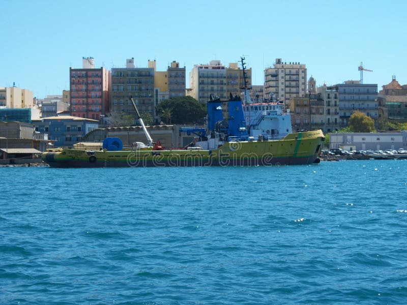 Garbage transport ship stock photo. Image of water, clean 5421118