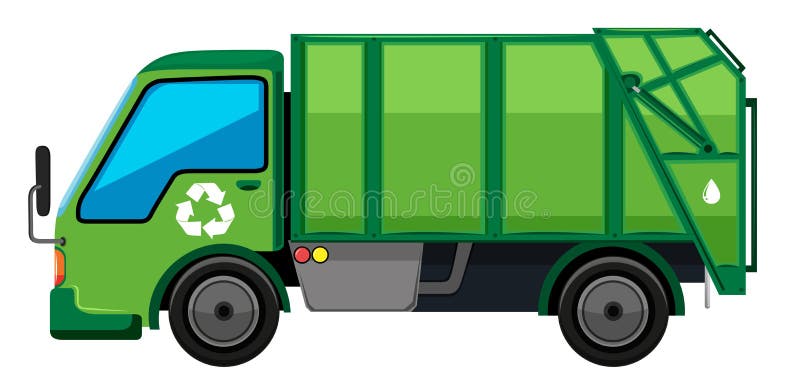 Garbage Truck In Green Color Stock Vector Illustration 