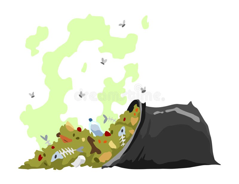 Garbage or Waste Icon. Plastic Garbage Container with Unsorted Trash