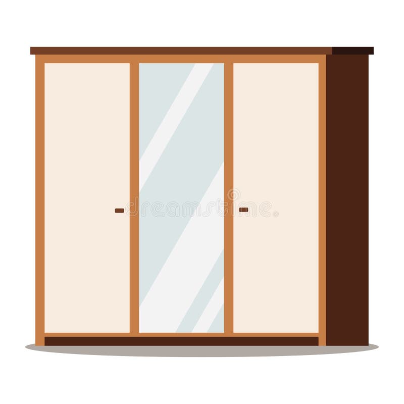Garde-robe en bois avec le miroir d'isolement sur le fond blanc illustration de vecteur Garde-robe en bois avec le miroir d'isolement sur le fond blanc illustration de vecteur