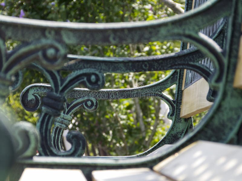 Garden Bench with Ornaments Stock Photo Image of autumn, park 52675282