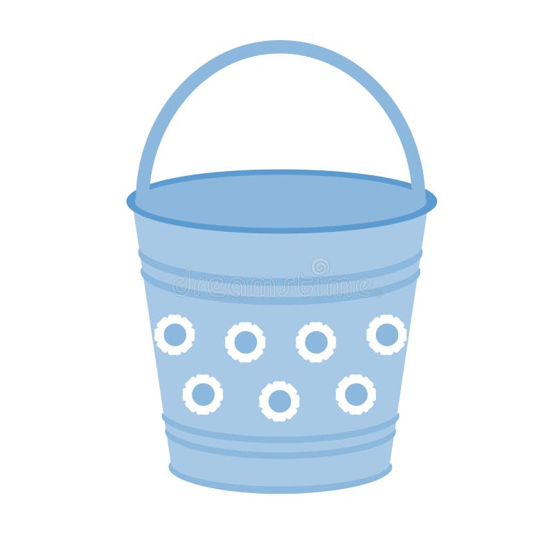 Garden Bucket. a Bucket with a Floral Pattern. Flat Vector Illustration