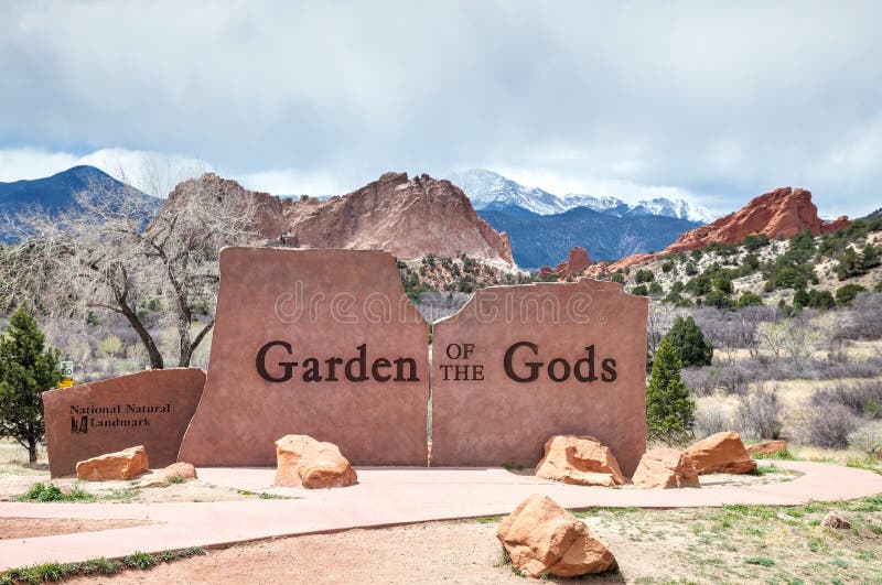 Garden of the Gods sign in Colorado Springs royalty free stock images