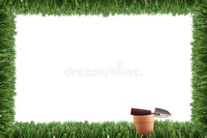 Garden grass frame and pot stock photography Garden grass frame and pot stock photography