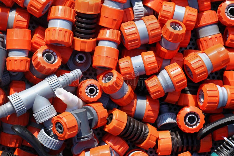 Garden hose fittings stock photo. Image of hose, orange 64969904