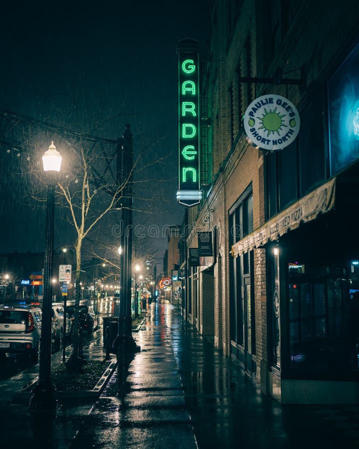 Garden Neon Sign at Short North Stage at Night, Columbus, Ohio