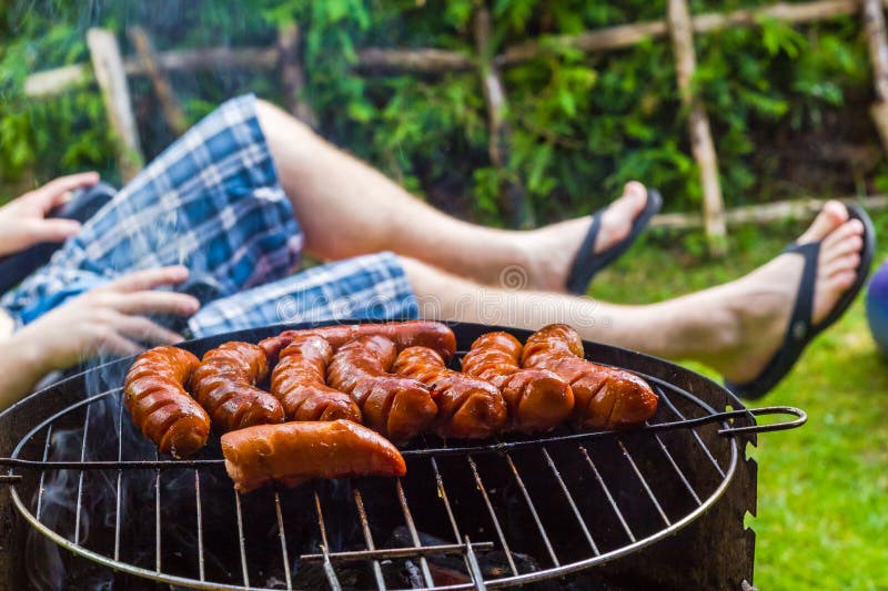 Garden party roasted sausages grill