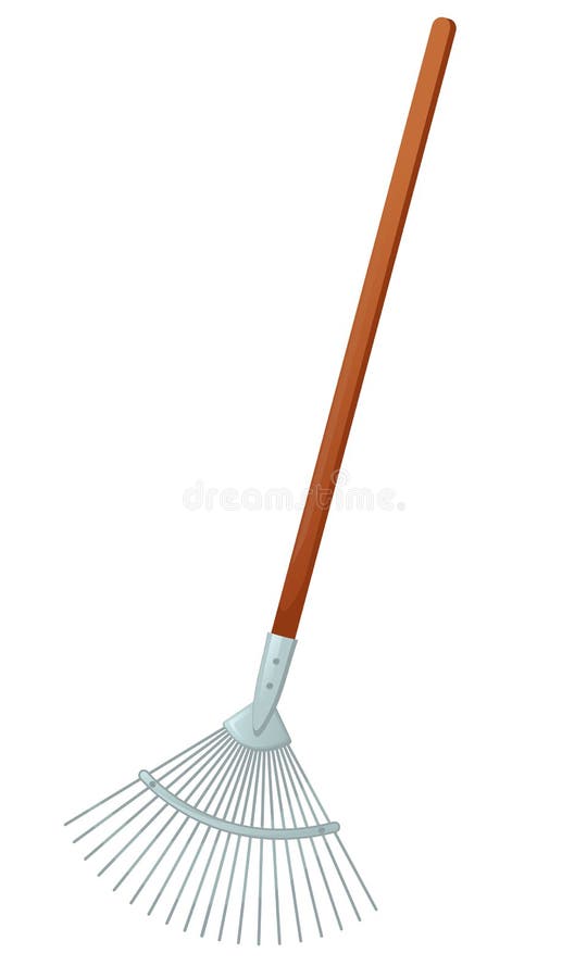 Garden Rake for Autumn Leaves Isolated on White Background. Tool for ...