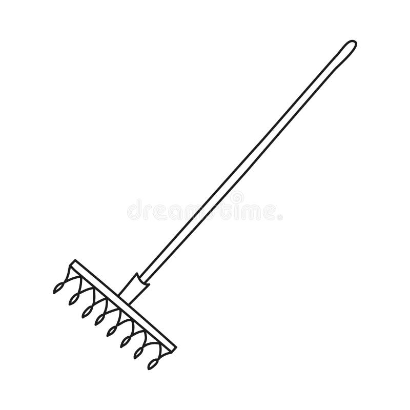 Garden Rake. Hand Drawn Simple Vector Icon. Stock Vector - Illustration ...