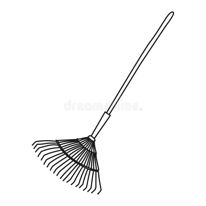 Raker Thin Line Icon. Gardening Tool for Rake Up Leaves Stock Vector ...