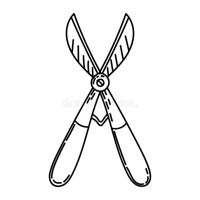 Garden Shears, Pruning Shears, Handdrawn Doodlestyle Element. Tool
