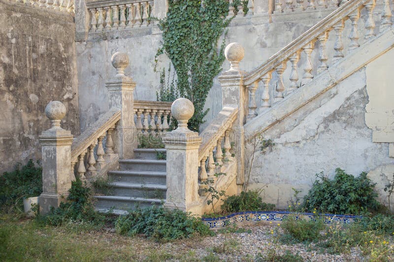 Garden stairways of a abandoned old mansion