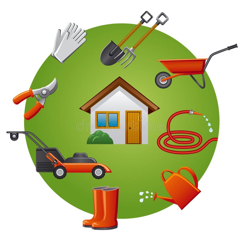 Garden tools icon set