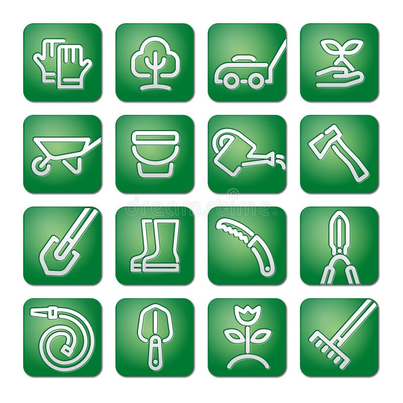 Garden tools icon set