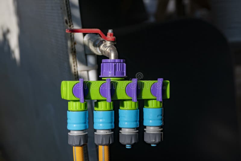 Garden Water Distributor with Adjustable Valves. Stock Image Image of