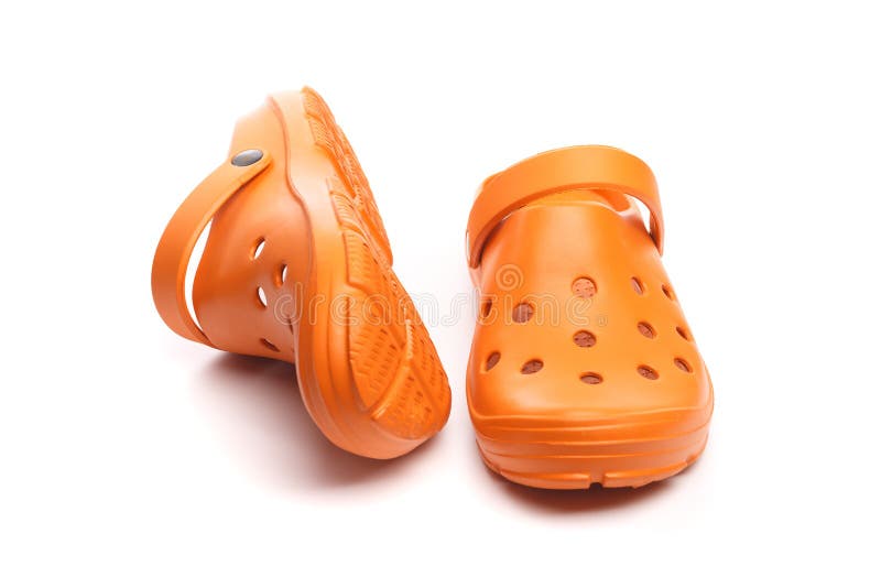 Gardening Bright Orange Clogs Isolated on White Stock Photo Image of