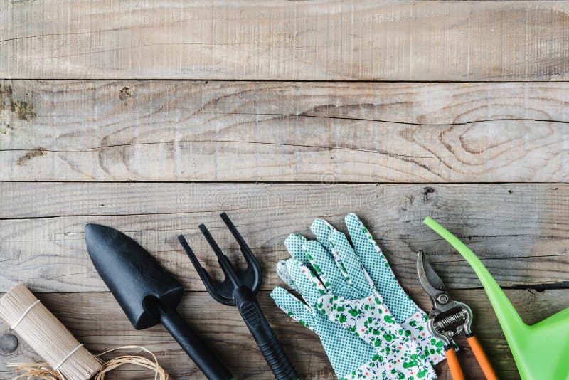 Gardening Tools For Springtime Flat Lay Background Stock Image Image