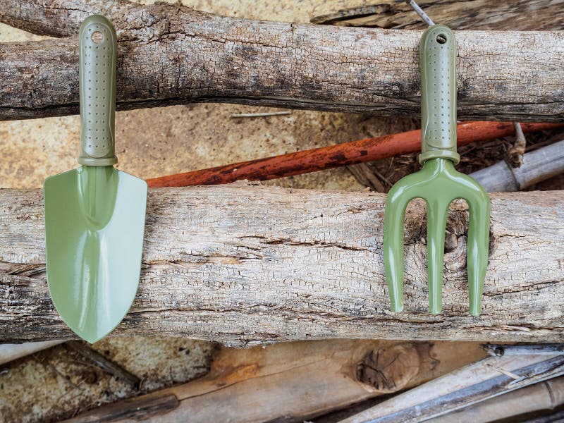 Gardening tools on wood stock image. Image of tools 106339409